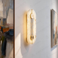 Applique murale de luxe en laiton massif et albâtre, éclairage mural vertical moderne pour salon, chambre à coucher, hôtel