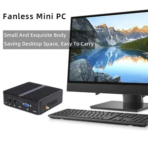 New Fanless Mini Industrial PC Dual Core N2840 CPU 8GB Memory 2x Ethernet 4x USB 256GB SSD Supports Win7/8/10 Operating System