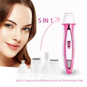 5 in 1 Dei Capelli Della Signora Trimmer Indolore Gambe delle Donne Viso Sopracciglio Rasoio Mini Epilatore Elettrico di Rimozione Dei Capelli Facciali - Product Image 5