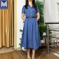 Robe longue en jean tissé sur mesure, style vintage italien, sexy, pour femme, 100 % coton, taille naturelle, fermetures éclair, style coréen, été