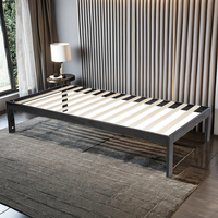 JULEI – Cadre de lit robuste en métal, plateforme avec lattes en bois, style moderne et personnalisable, capacité 300-350 kg, facile à assembler – Vente directe usine