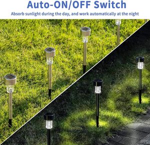 Lámpara Solar LED para Exteriores, 12 Piezas, Luces de Jardín Impermeables de Acero Inoxidable para Caminos y Césped - Product Image 3