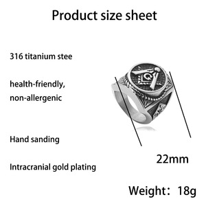 Freemason <b>Ring</b> Men's Stainless Steel Geometric Design Punk Style Gift Jewelry 27056 - Product Image 5