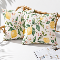 Housse de coussin personnalisée à motif floral aquarelle pour canapé de salon, en tissu de lin imprimé numériquement, motif feuille botanique