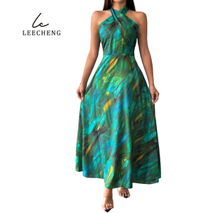 Elegante da donna Casual abito estivo Vintage con stampa Tie Dye lungo Frenum abito da insegnante <span class=keywords><strong>per</strong></span> feste di festa stile formale - Product Image 5