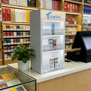 Proveedor OEM ODM, Exhibidor de Cigarrillos Acrílico de Escritorio con Logotipo Personalizado, Exhibidor de Tabaco de Mascar con Luz LED, 3 Niveles, con Empujadores - Product Image 1