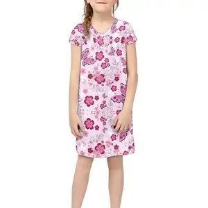 Belas flores personalizadas meninas vestido vestido infantil para meninas fabricantes vendas diretas curto-manga v-neck verão vestido