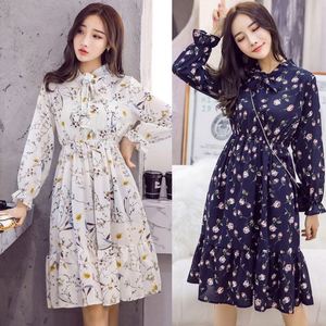 <span class=keywords><strong>2021</strong></span> vestidos de otoño para mujer bohemios de manga larga de talla grande Vestido camisero de gasa lazo blanco Floral Boho Club vestido de fiesta invierno 3XL - Product Image 1