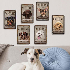 Plaque en métal vintage allemande avec inscription « Achtung » pour la décoration murale du garage, du hangar, <span class=keywords><strong>de</strong></span> la salle <span class=keywords><strong>de</strong></span> jeux, humour du chien <span class=keywords><strong>de</strong></span> garde, langue allemande rétro - Product Image 3