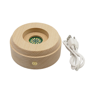 Base de lampe LED <span class=keywords><strong>Illusion</strong></span> 3D, <span class=keywords><strong>Illusion</strong></span> 3D, avec haut-parleur intelligent, <span class=keywords><strong>musique</strong></span>, veilleuse, couleur RGB, Base en bois pour boule de cristal, vente en gros, nouveau modèle - Product Image 1