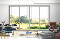 Puertas Corredizas de Aleación de Aluminio para Interiores, Diseño de Rejilla, Doble Vidrio Templado, Tecnología de Rotura de Puente Térmico, para Baño