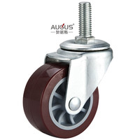 Roulettes pivotantes en PU/PVC rouge de 2/2,5/3 pouces avec frein latéral, roulettes en polyuréthane pour meubles, vente mondiale en promotion