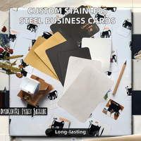Cartes de visite métalliques personnalisées en gros avec logo imprimé UV, gravées au laser, en acier inoxydable brossé et poli, vierges