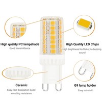Bombillas LED G9 ETL/FCC OEM/ODM, Bombilla LED G9 sin parpadeo, Bombilla LED G9 de 4W tipo maíz, 110v-130v para lámparas colgantes