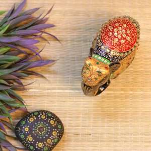 Elefante de Madera Artesanal Colorido con Incrustaciones de Piedras Preciosas, Figura Decorativa de Animal para Decoración del Hogar, Adorno de Mesa y Artículo de Regalo - Product Image 3