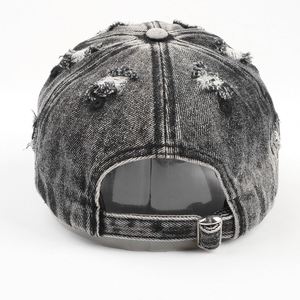 Vintage Washed Denim Baseball Cap Men's Soft Adjustable Summer 6-Panel Curved Sunshade Ripped <b>Leaf</b> Design Fashionable High - Product Image 4