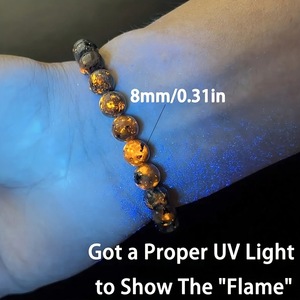 Beaded Men's <strong>Bracelet</strong> with an Elegant Feel <strong>Ultraviolet</strong>-luminous Natural Stone Flame Stone <strong>Bracelet</strong> Punk-style Stone <strong>Bracelet</strong> - Product Image 5