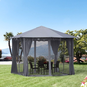 Gazebo Clásico DB de 3x3 Metros, Color Gris, para Patio, Resistente a la Lluvia, Pérgola de Madera, Diseño Cuadrado, Cubre Espacios - Product Image 3