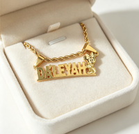Collier personnalisé avec nom en lettre de dessin animé, en acier inoxydable plaqué or, bijoux de mode, pendentif nom dessin animé