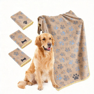 <span class=keywords><strong>Serviette</strong></span> absorbante en microfibre pour animaux de compagnie avec logo brodé en forme de patte pour le bain et le nettoyage des chats et des chiens - Product Image 3