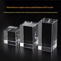 Support de présentation de bijoux en bloc de cristal transparent, base carrée transparente pour minéraux, pierres précieuses, figurines et modèles, présentoir de comptoir
