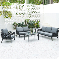 Ensemble de meubles de patio en métal tressé Foshan, canapé de jardin en aluminium avec coussins imperméables
