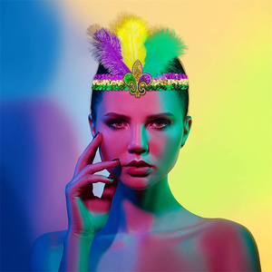 Serre-tête brésilien à sequins pour Halloween, Mardi Gras, festivals et carnavals – Décoration <span class=keywords><strong>de</strong></span> tête pour fêtes - Product Image 5
