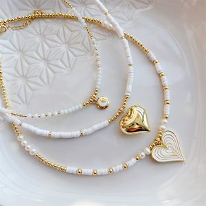 Collier ras du cou avec pendentif en forme de cœur, colliers en <span class=keywords><strong>perles</strong></span> <span class=keywords><strong>naturelles</strong></span>, argile polymère, <span class=keywords><strong>perles</strong></span> <span class=keywords><strong>Heishi</strong></span>, bijoux pour femmes, cadeau - Product Image 1