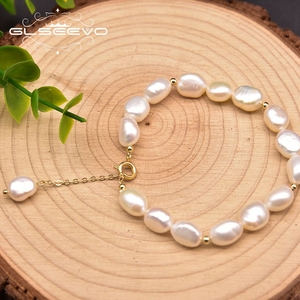 GLSEEVO <span class=keywords><strong>Bracciale</strong></span> con <span class=keywords><strong>perle</strong></span> d'acqua dolce naturali per donna, bracciali e braccialetti placcati in oro 18 carati, gioielleria raffinata - Product Image 4