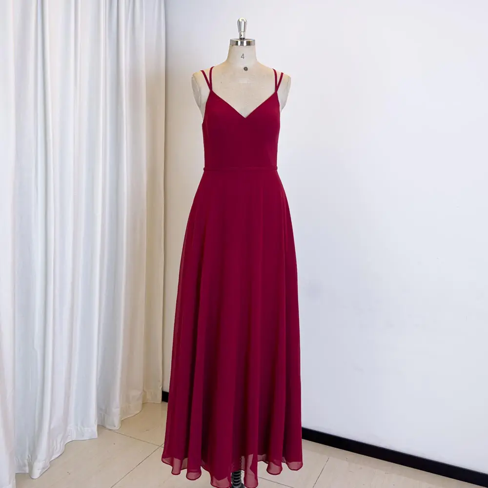 TEENYEE di alta qualità Slip Chic Chiffon con Zip rossa abito da damigella donna abito da sposa abito da ballo abito da sera