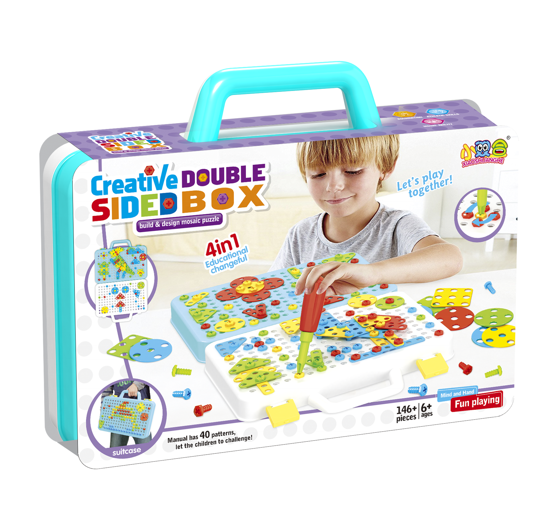 146 шт. винт для сверления креативная двухсторонняя коробка 3D Мозаика Пазл «сделай сам» Обучающие игрушки 4 в 1 меняющие форму игрушки сборка и дизайн разборка