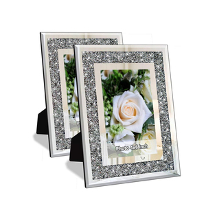 Wholesale Crystal Glass Glitter Handmade Eco-Friendly Gold Powder Rectangular <b>Swing</b> Photo <b>Frame</b> 6 Inch 7 8 Hot Sale - Product Image 1