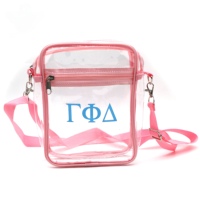 Sac bandoulière transparent en PVC personnalisable avec tous les logos de lettres grecques de sororités – Charmant sac de tous les jours