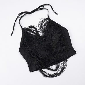 Top de punto estilo punk oscuro con borlas y lazo para mujer, sexy, sin espalda, para discoteca, sin mangas, tipo camisola, ¡nueva llegada! - Product Image 6