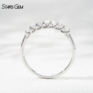 Starsgem Seven-Stone Lab Grown <b>Diamond</b> Unisex Anniversary <b>Ring</b> 0.61ct Oval Cut E VS 18K Solid Gold Rhodium Plated Classic - Product Image 5