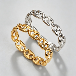 Bracelet tendance pour <span class=keywords><strong>femme</strong></span> en acier inoxydable plaqué or 18 carats PVD, hypoallergénique, motif nez de cochon, forme grain de café, bijou massif, en promotion - Product Image 1