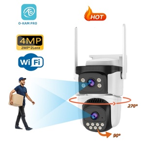 CS621DR CCTV keamanan rumah, kamera luar ruangan lensa ganda aplikasi OKAM PRO 4MP HD keamanan rumah PTZ Jaringan IP WIFI pengawasan