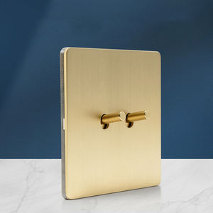 LangYeao dekoratif 1-4Gang 3-Way geçiş 2Way mat altın paslanmaz çelik Panel Retro 86-type otel ev ofis için ab FR soket - Product Image 4