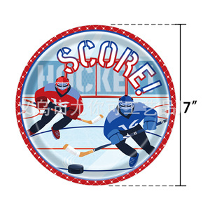 Hockey Theme Birthday Party Tableware Set Paper Plates Napkins <b>Tablecloth</b> 60-80 Pcs Sports Decorations - Product Image 2