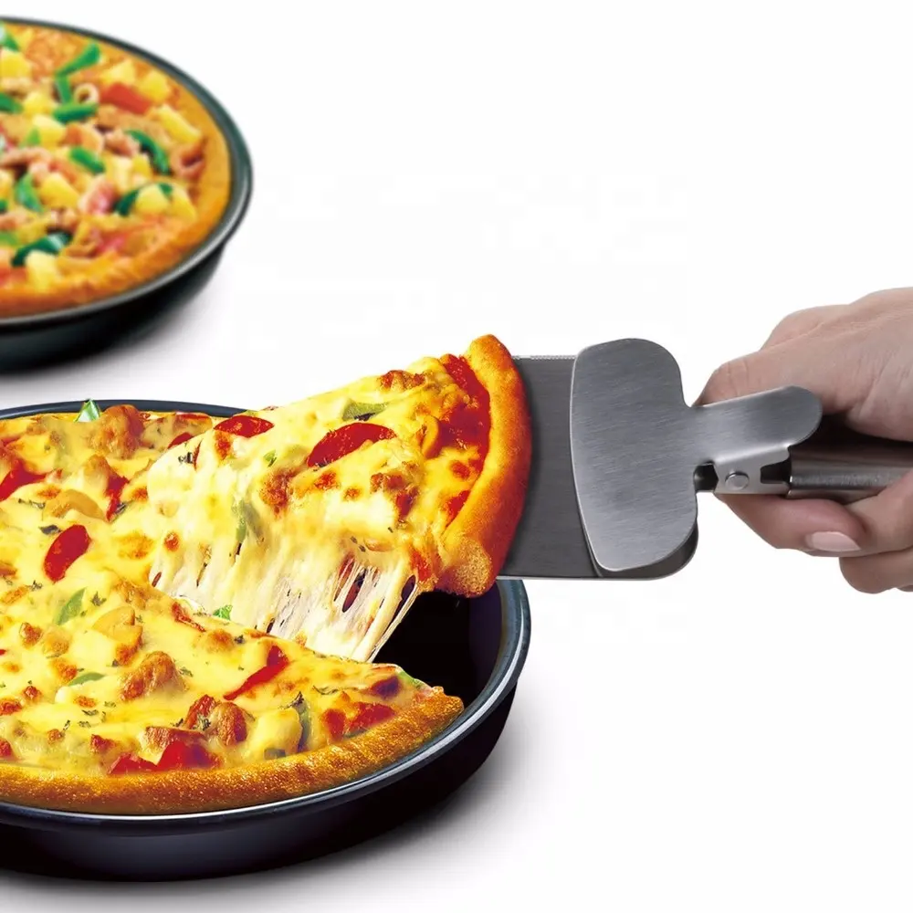 Pá de servidor multifuncional de aço inoxidável, cortador para pizza, bolo e clipe