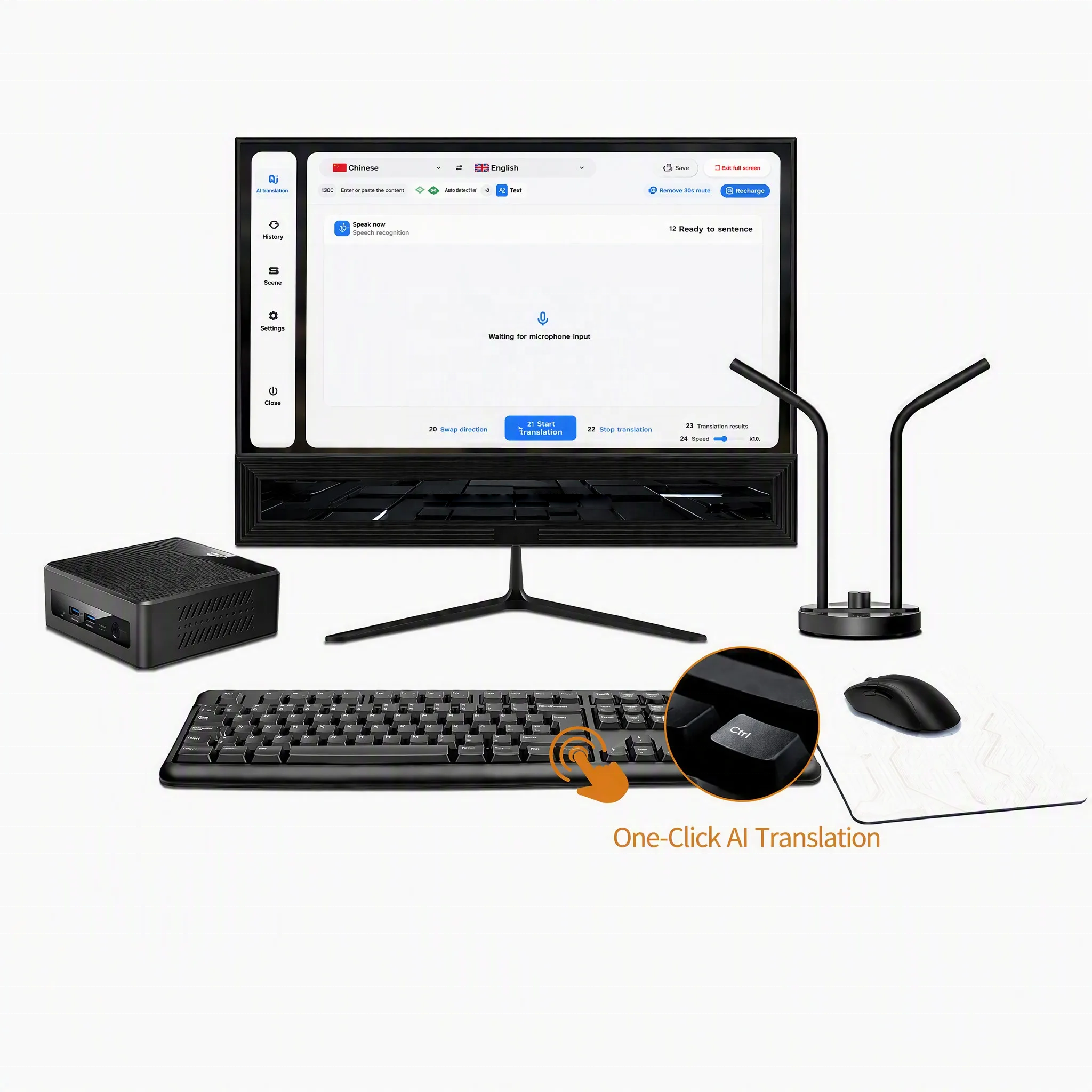 <strong>2026</strong> Smart <strong>AI</strong> Interpreter Combo 27" Double-Sided Monitor Mini <strong>PC</strong> Simultaneous Translation Display for Service Desk Reception