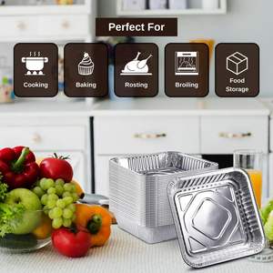 8 "9" atacado personalizado quadrado alumínio Foil Container para Food Service Heavy Duty alumínio Foil Bandejas - Product Image 6