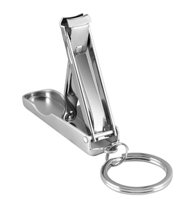 Coupe-ongles en acier inoxydable pliable pour doigts et orteils avec porte-clés, outil de manucure portable - Product Image 1