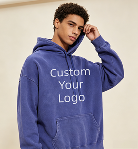OEM Wholesale Men <b>Oversized</b> <b>Vintage</b> Acid Wash Hoodie 380GSM Heavy Cotton Distressed Embossed Printing Pullover Hooded <b>Sweatshirt</b> - Product Image 1