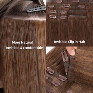 Extension per <span class=keywords><strong>Capelli</strong></span> con Clip Invisibili Europee a Prezzo di Fabbrica, Doppia Trama Remy Senza Cuciture, 100% <span class=keywords><strong>Capelli</strong></span> Umani - Product Image 5