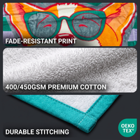 Serviette de plage en velours de coton personnalisée 70*140-100*180cm, double face en velours éponge 100% coton, impression résistante à la décoloration