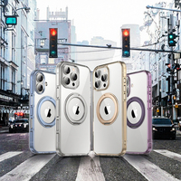 Coques de téléphone électroplaquées à anneau magnétique pour 11-16 ProMax Plus avec protection d'écran et de lentille, coque transparente en PC, emballage en sachet OPP