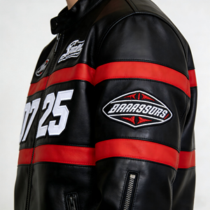 جاكيت جلد حقيقي للنساء والرجال، جاكيت جلد مُعتَّق، جاكيت دراجات نارية صيفي مع درع واقي وشعار مخصص بتصميم عتيق - Product Image 4