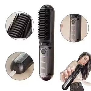 Brosse lissante pour cheveux portable professionnelle avec logo personnalisé, rechargeable par USB, sans fil, électrique - Product Image 5