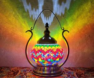 DIY Handmade Turkish Style Mosaic Electric Moon Shape Stained <strong>Glass</strong> Table Lamp <strong>Shade</strong> Iron Body European Design - Product Image 3
